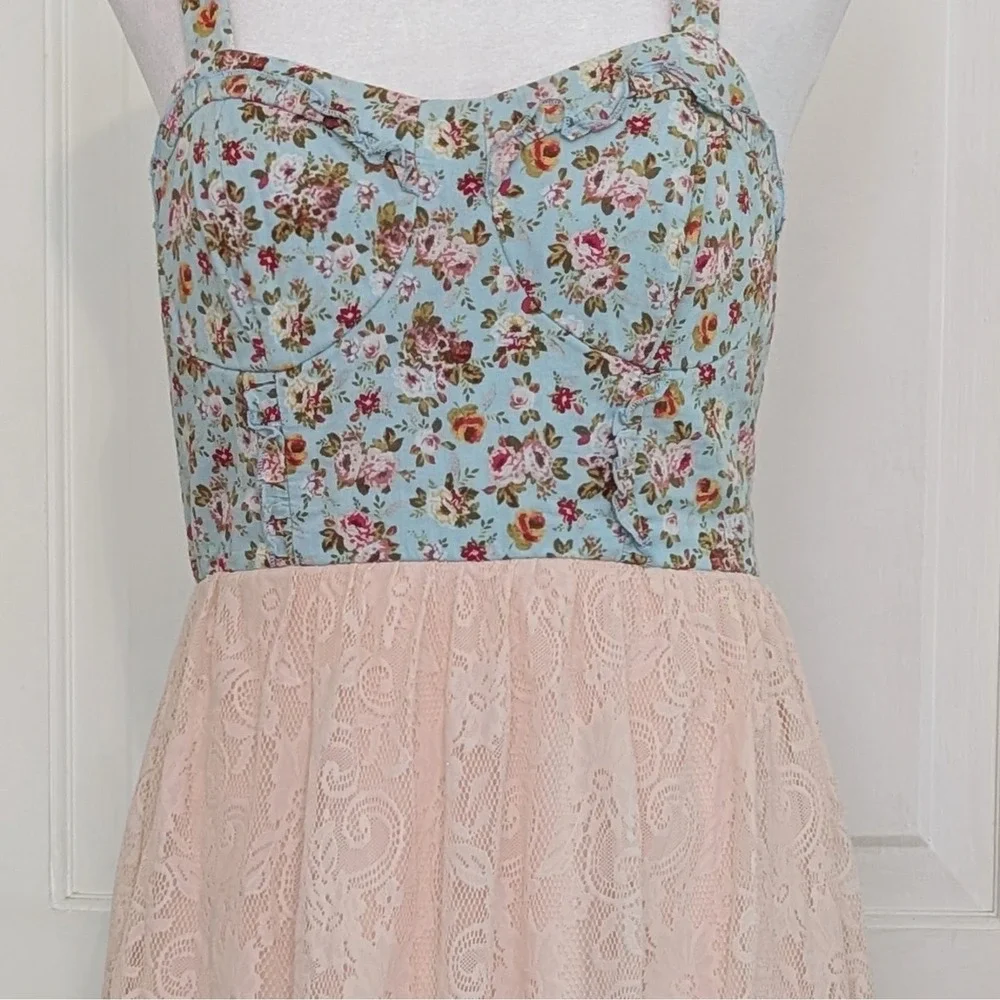VTG Jodi Kristopher Coquette Dress SIZE 7 Festival Milkmaid Fairy Y2K Balletcore